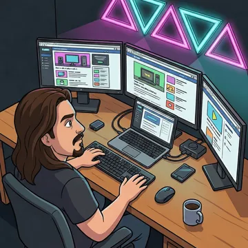 Dan working at his desk